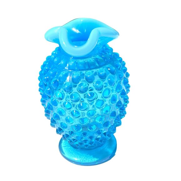 Fenton Vintage Blue Hobnail Opalescent Glass Vase Retro Art Deco Style Decorativ - Picture 3 of 9